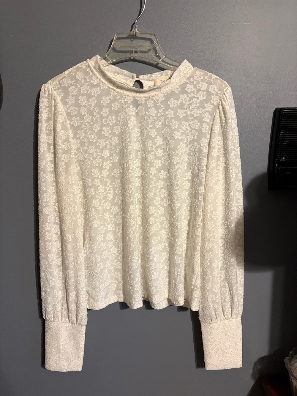Women's Cream Lace Long-Sleeve Blouse